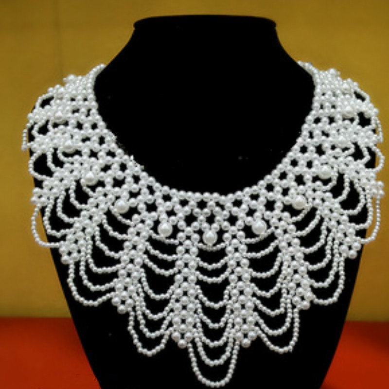 Beaded Trim Fringe - Neue Perlenbesetzte Spitzenkragen-Halskette Elegantes Hohles Halsornament