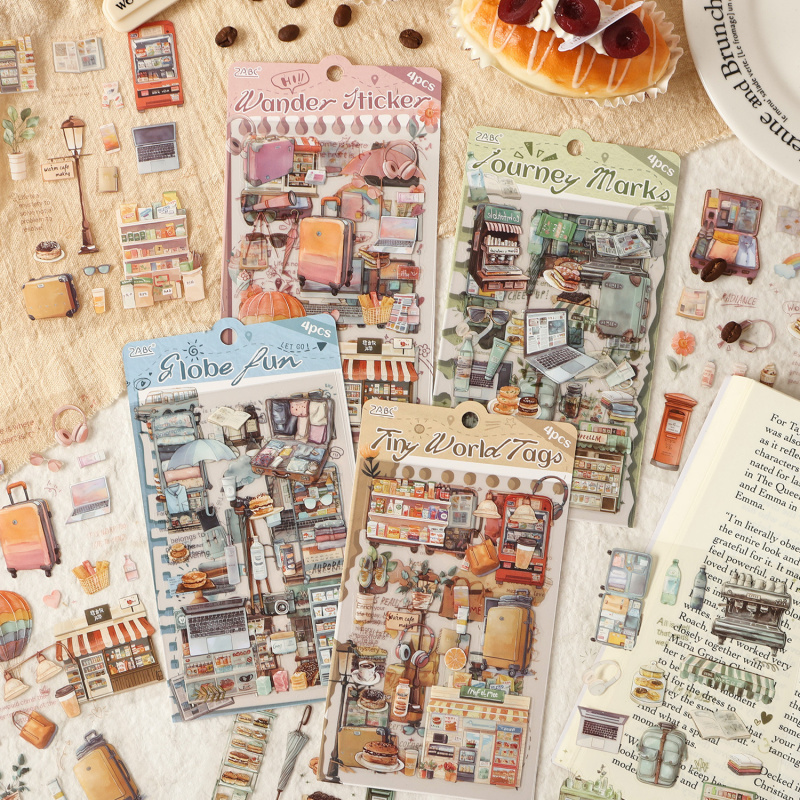 Embellishments For Scrapbooking - 4 Stück/Packung Vintage-Etikettenaufkleber für den täglichen