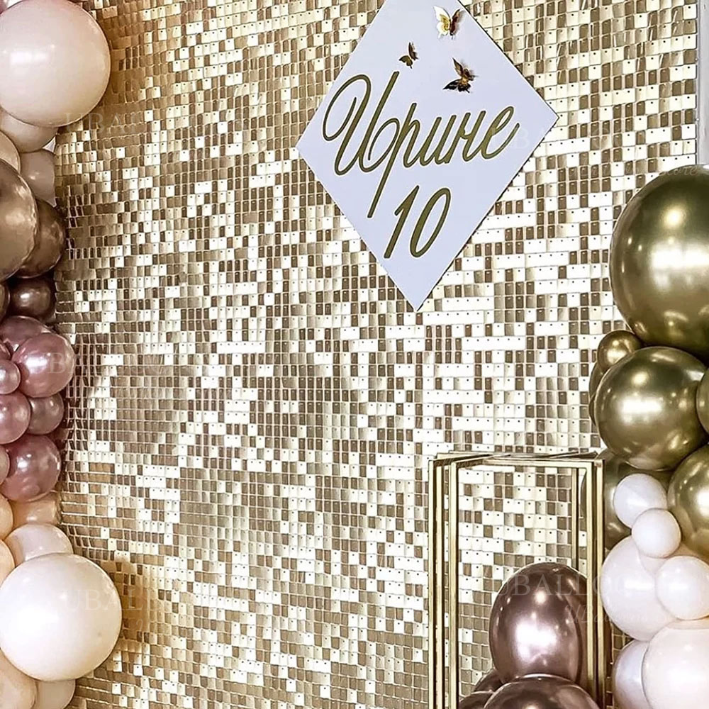 Champagner-Gold-Schimmer-Hinte – Sequin Fabric Panel Bewertung und Preis