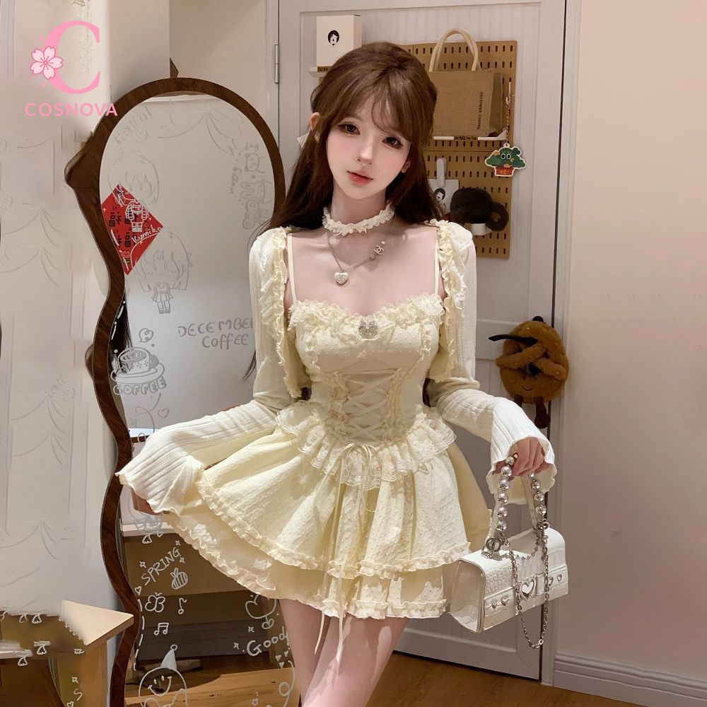 Süßes Lolita-Trägerkleid-Set f – Elastic Lace Trim Bewertung und Preis