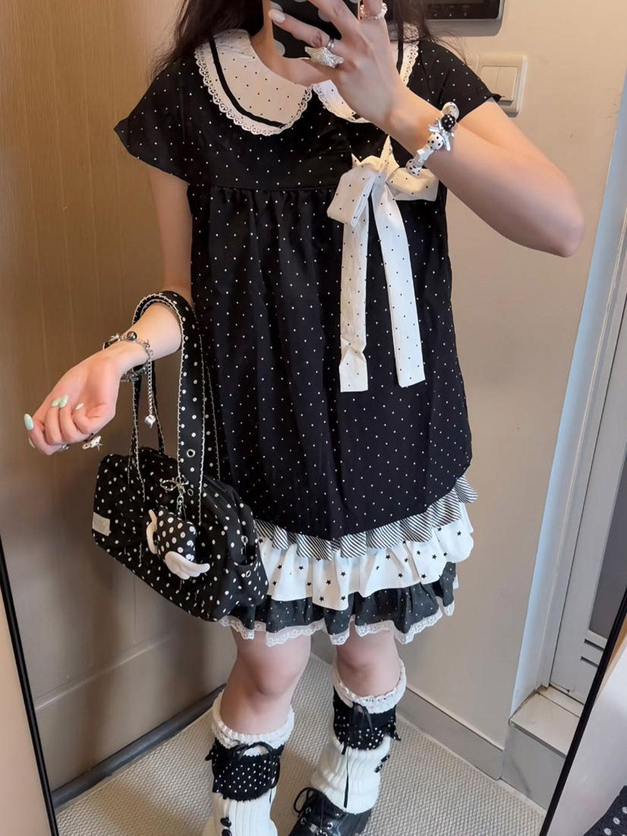 Y2K Kawaii Japanisches Polka-D – Elastic Lace Trim Bewertung und Preis